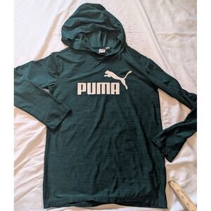 Puma Youth Large Green Long Sleeve Drifit Performance Hooded Sweatshirt